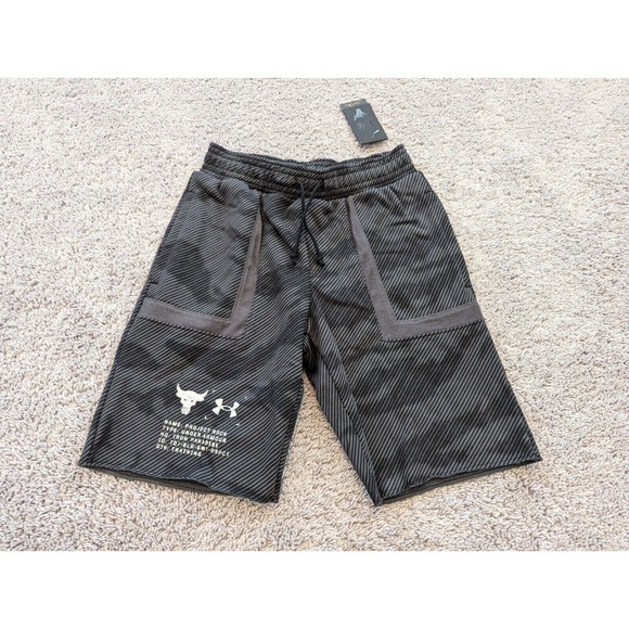 Under Armour Project Rock Shorts Mens Small Black Loose Gym Athletic Workout NEW - Picture 1 of 9